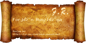 Forján Ruszlána névjegykártya